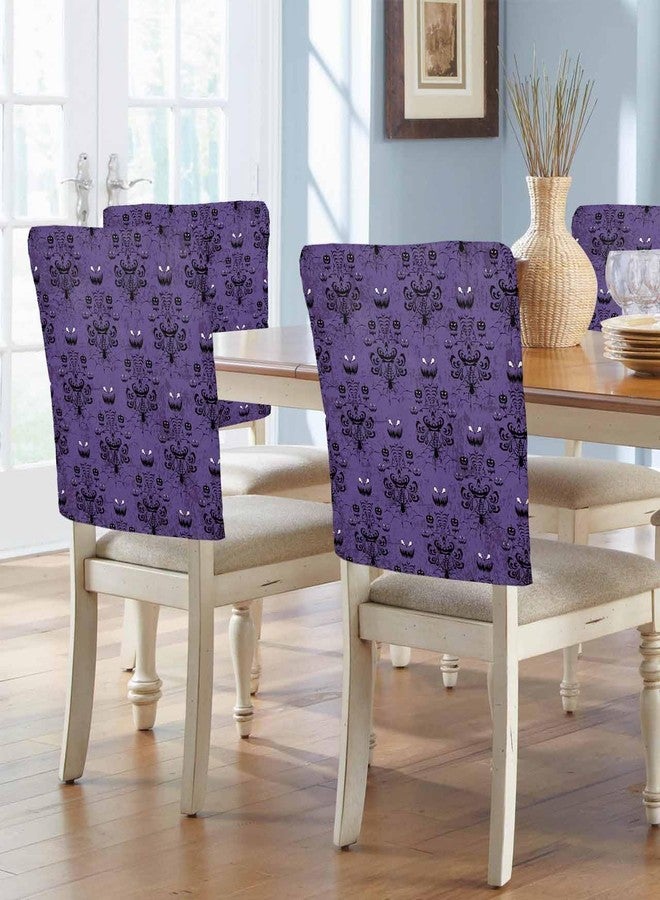 LooPoP Halloween Chair Covers Set of 4 Ghost Grimace Pumpkin Chair Slipcover Protector Removable Stretch Chair Covers Horror Night Purple Black Chair Back Covers for Dining Chairs Kitchen Dinner Holiday - Image 2